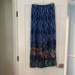 Blue and Green Patterned Women's wide leg summer beach pants